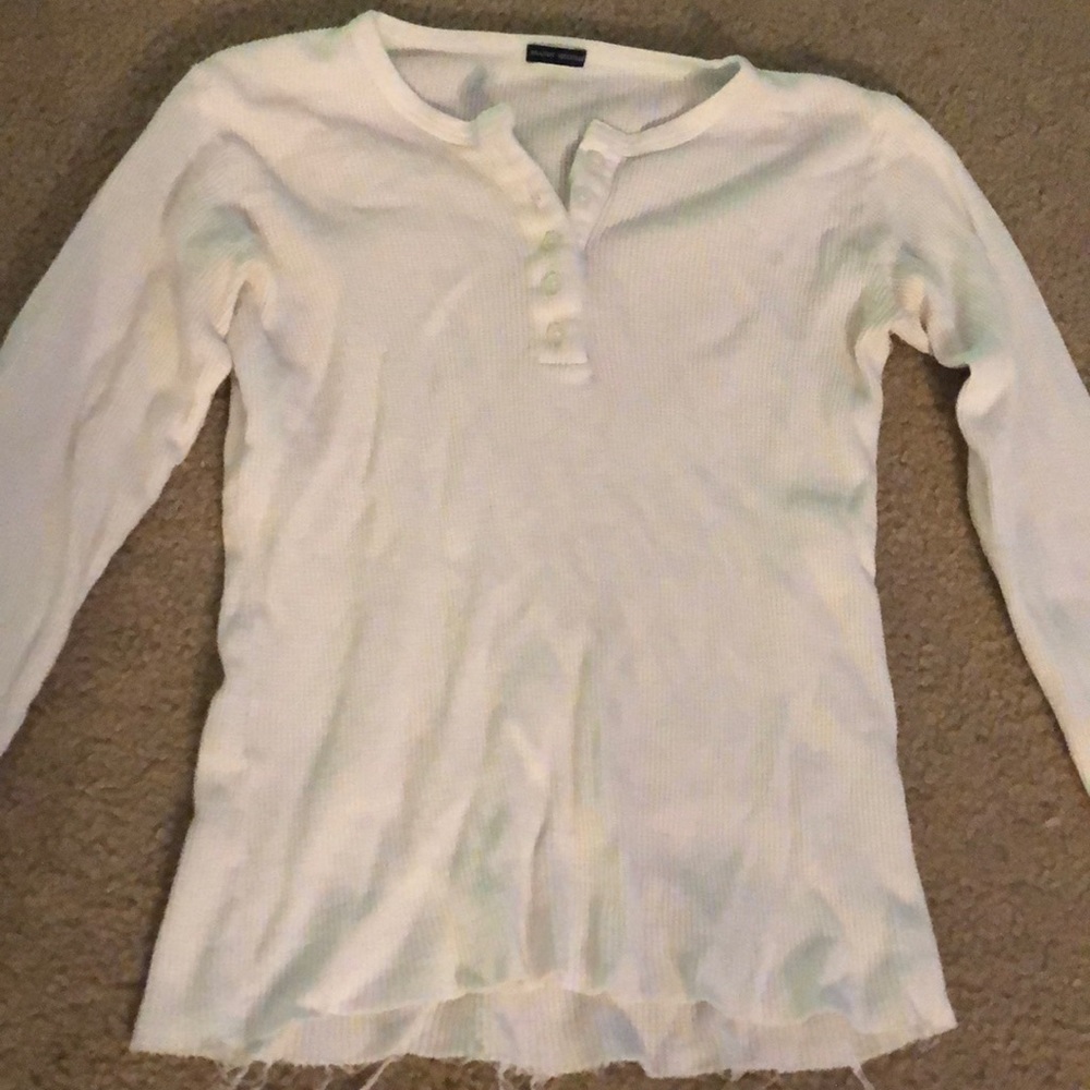 Ribbed Brandy Melville white quarter button up